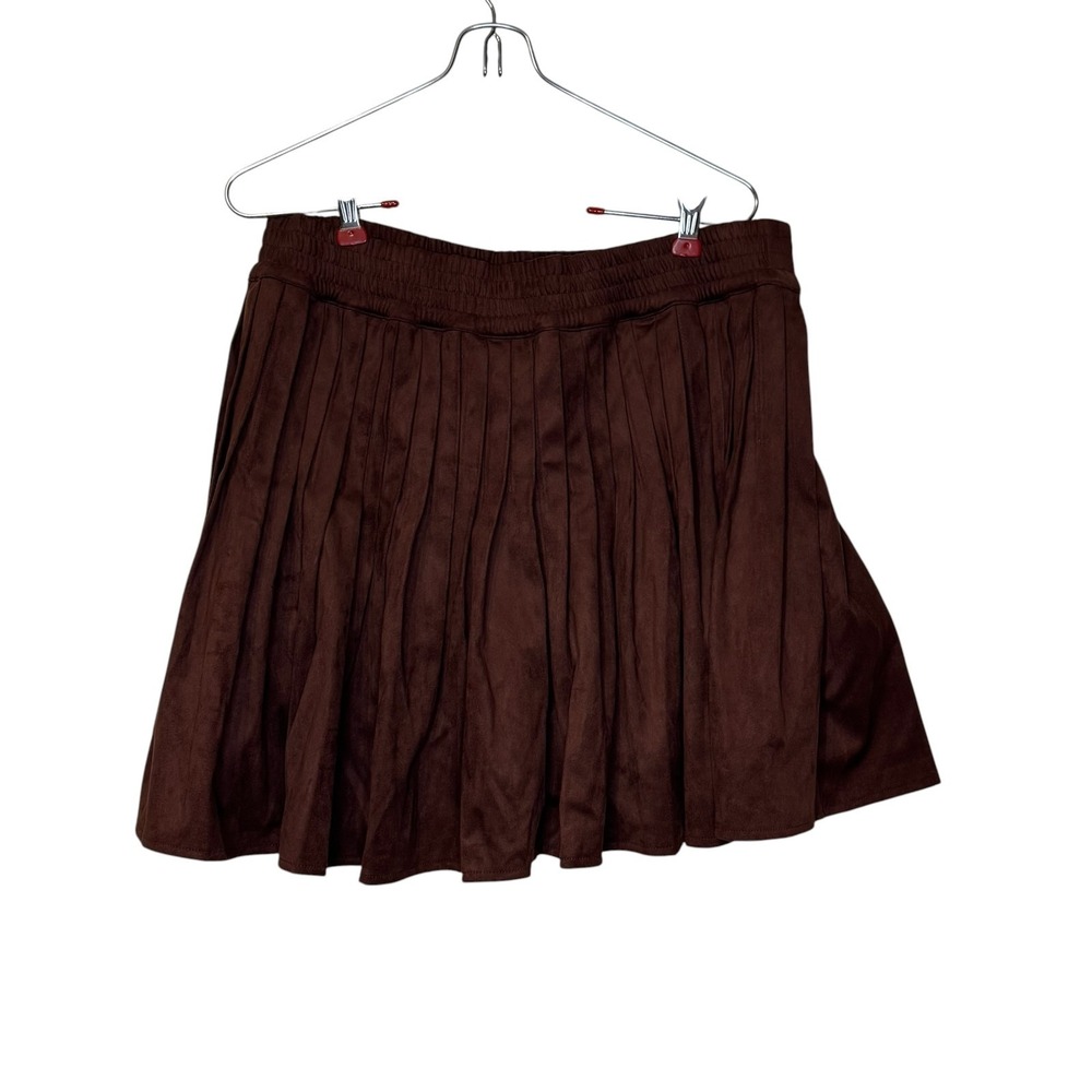 Emily McCarthy Women's Skort MiniSporty‎ Pleated Brown Faux Suede Western Medium